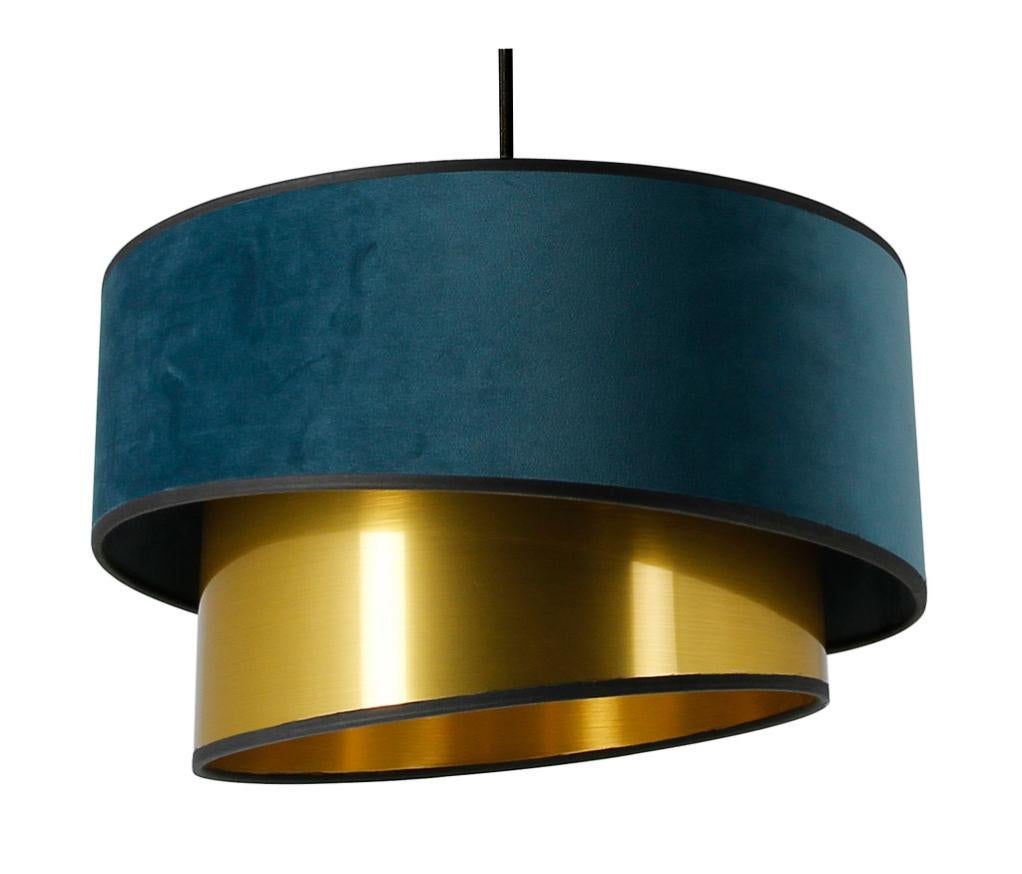 Suspension 1xe27 Max 60w Tissu Bleu Paon Laiton Metropolight Ionos D 38 Cm Leroy Merlin