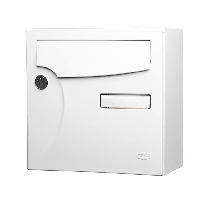 Boîte aux lettres compact 1 porte extérieur RENZ Animation acier blanc mat  | Leroy Merlin