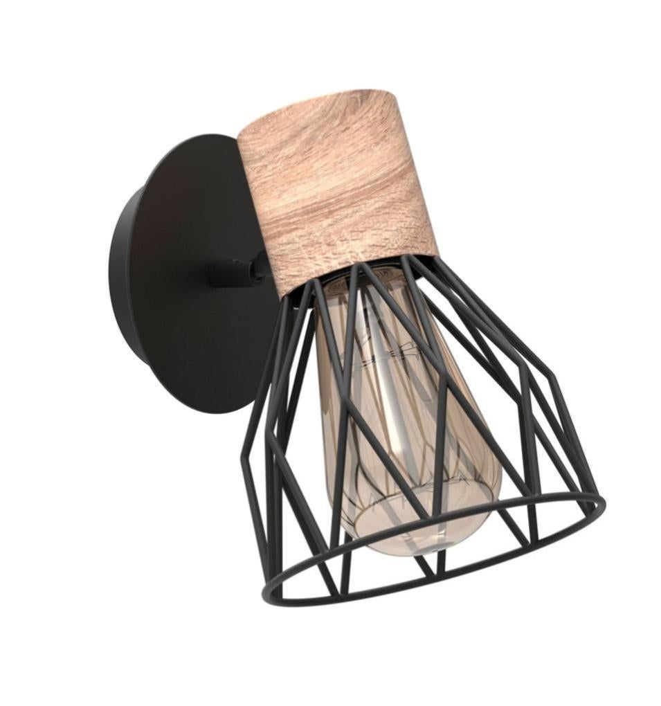 Applique, métal noir/bois E27 max 40 W, SEYNAVE Clayton Leroy Merlin