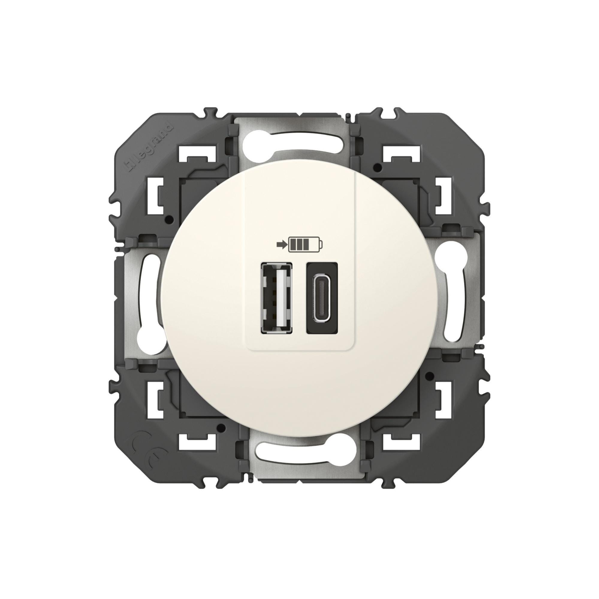Kit prise de courant surface dooxie + module de charge USB précablés blanc  - LEGRAND - Mr.Bricolage