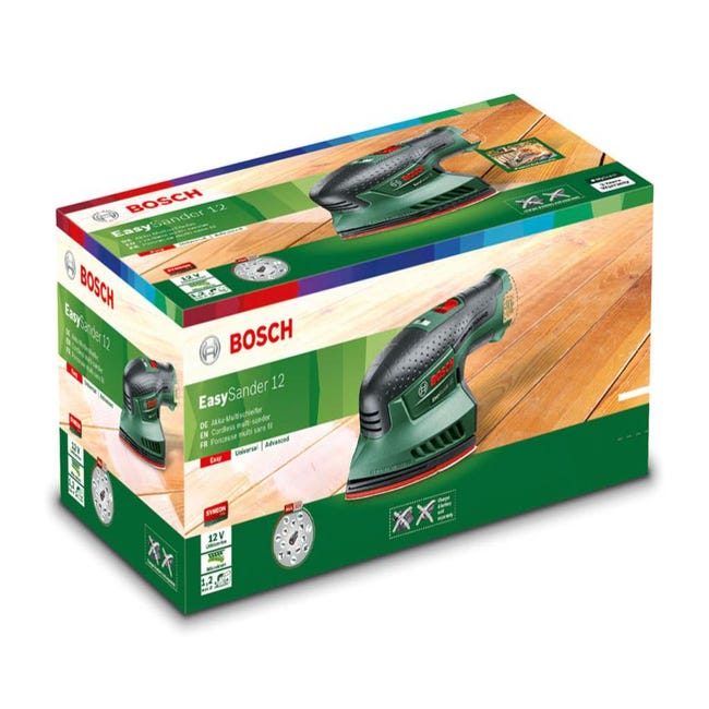 Bosch Home and Garden Ponceuse multi sans-fil Bosch - Easy Sander 12 (Livré  avec: 2 batteries 12V 2,0Ah, 1 Chargeur; 3 feuilles abrasives)