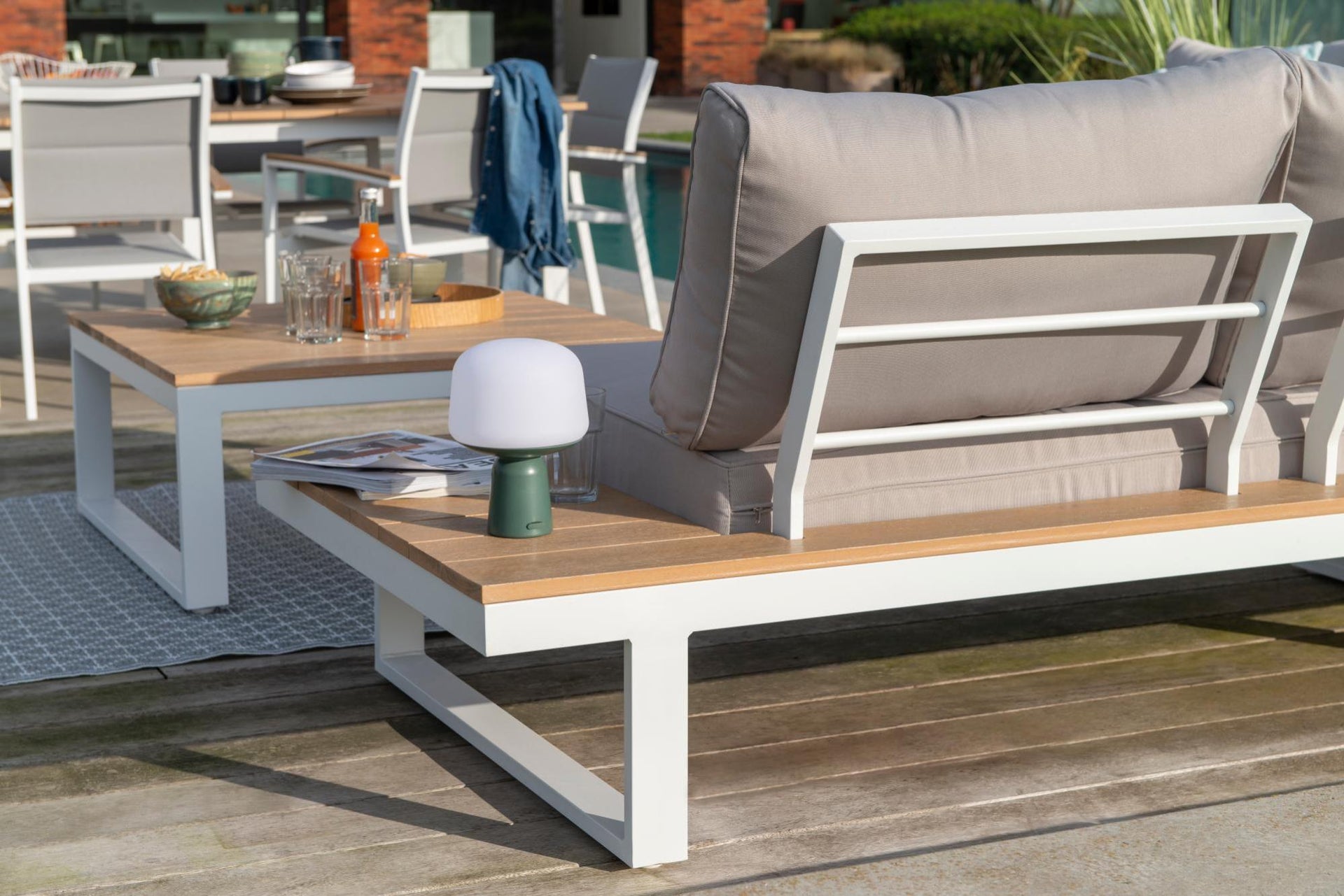 Salon bas de jardin aluminium blanc San diego, 5 personnes | Leroy Merlin