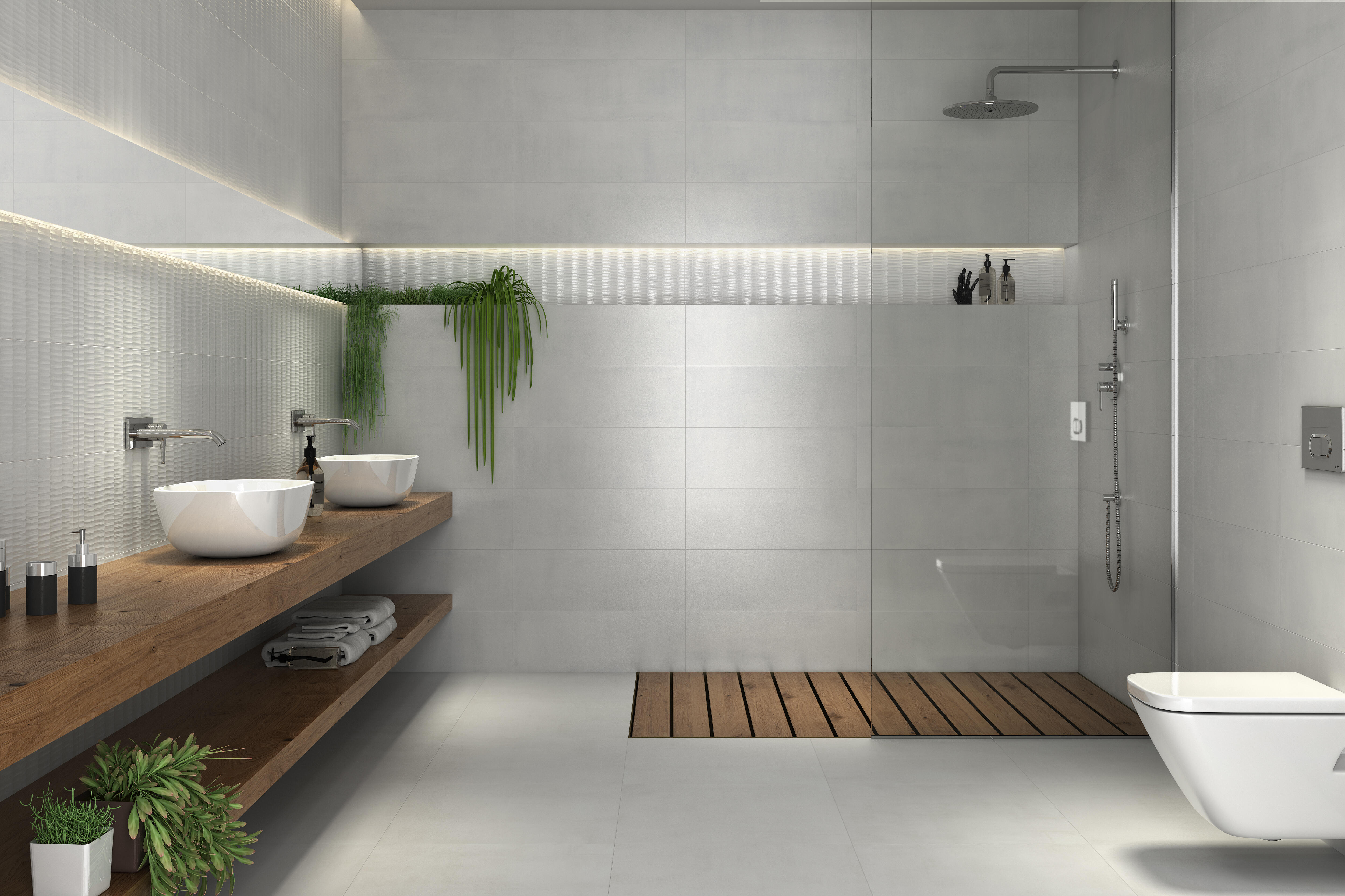 Carrelage mural effet béton blanc mat l.24 x L.69 cm Eclipse Leroy Merlin
