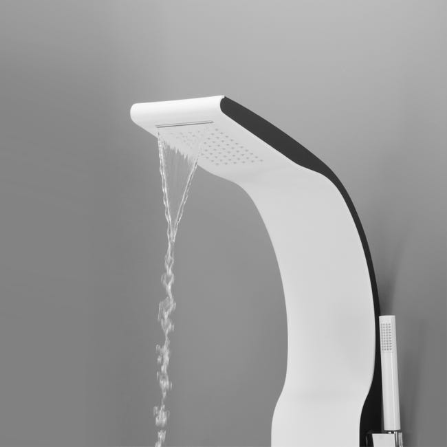Colonne de douche hydromassante avec robinetterie, blanc, Evodi