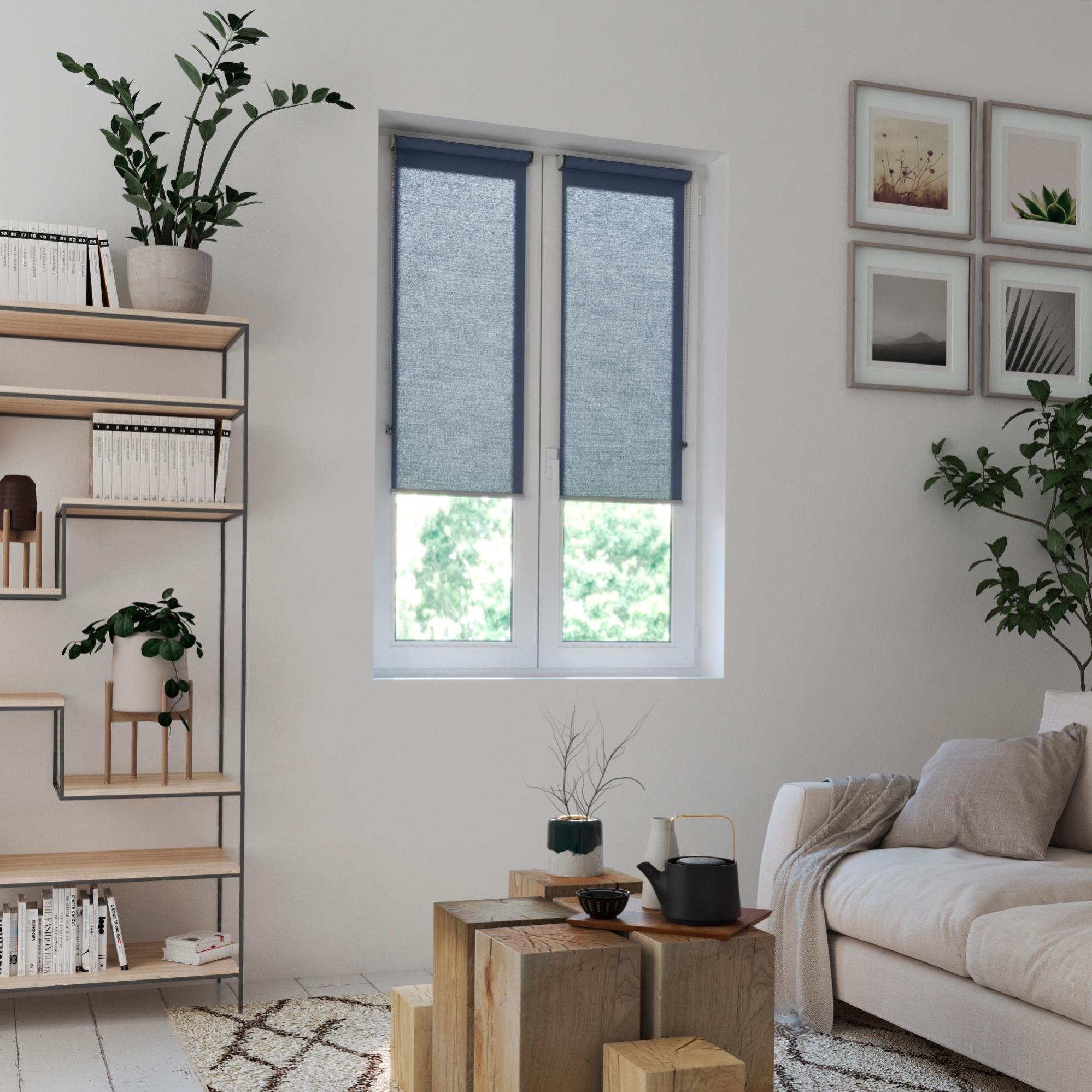 Store enrouleur intérieur Madrid bleu, l.45 x H.160 cm, INSPIRE Leroy