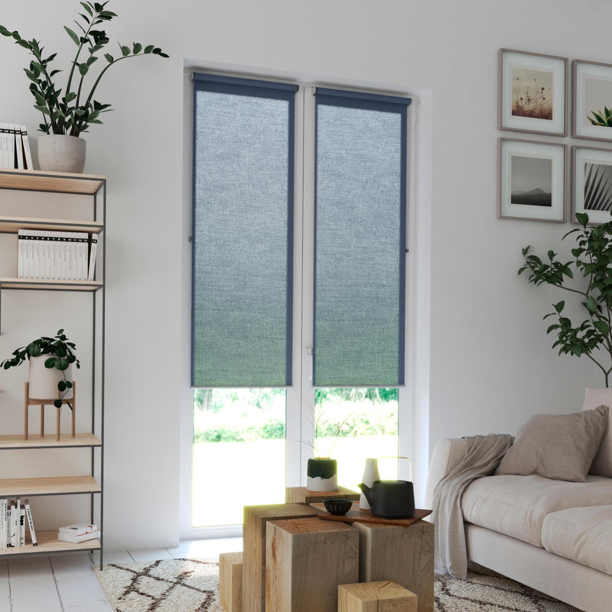 Store enrouleur intérieur Madrid bleu, l.60 x H.250 cm, INSPIRE Leroy