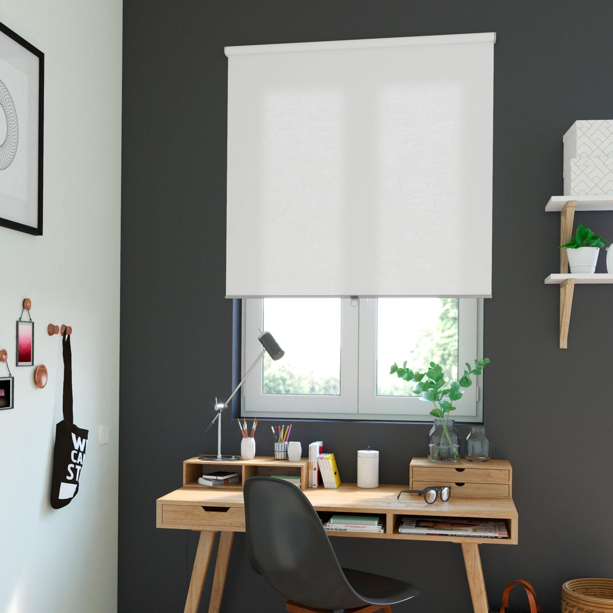 Store enrouleur tamisant Séville blanc, l.120 x H.160 cm, INSPIRE