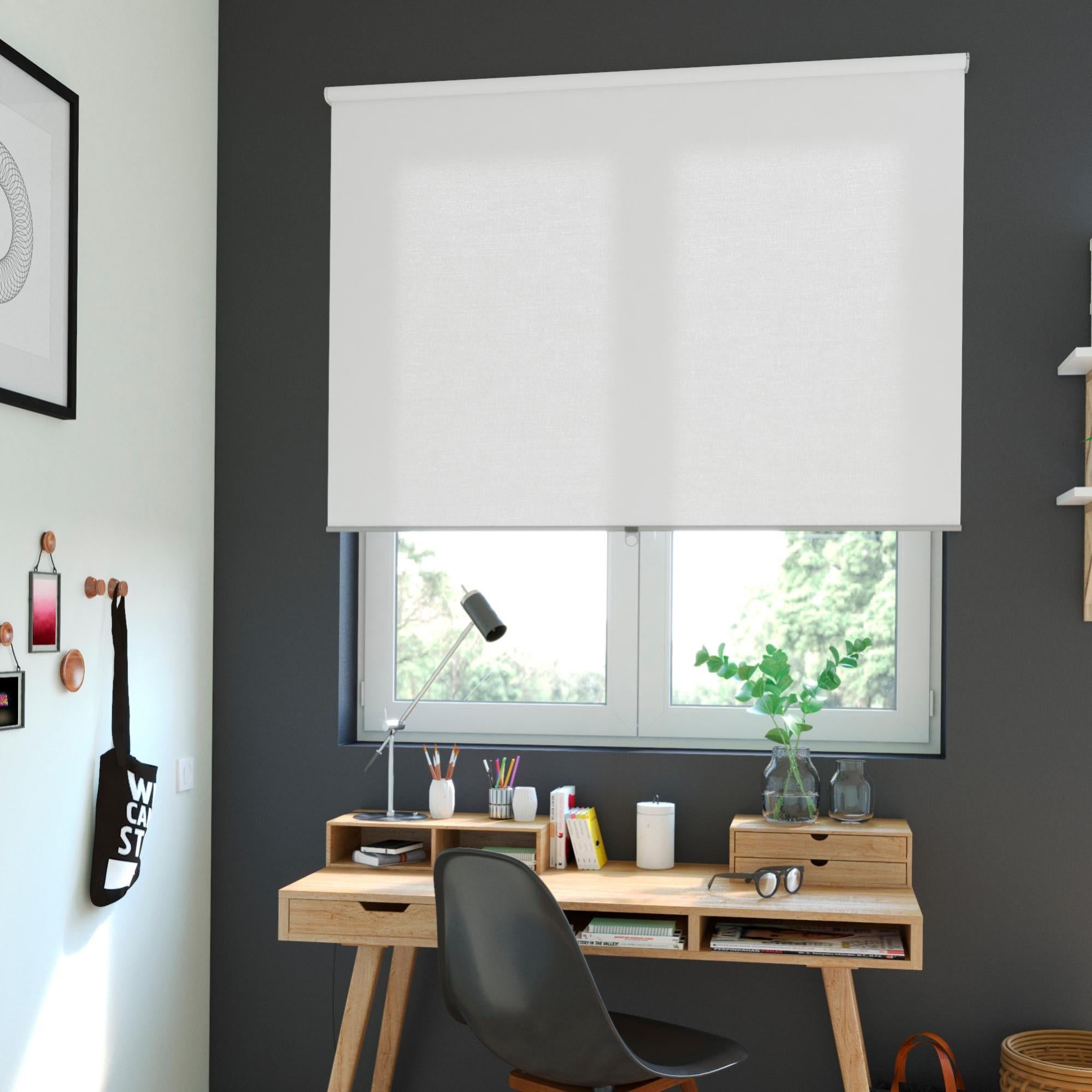 Store enrouleur tamisant Séville blanc, l.160 x H.160 cm, INSPIRE