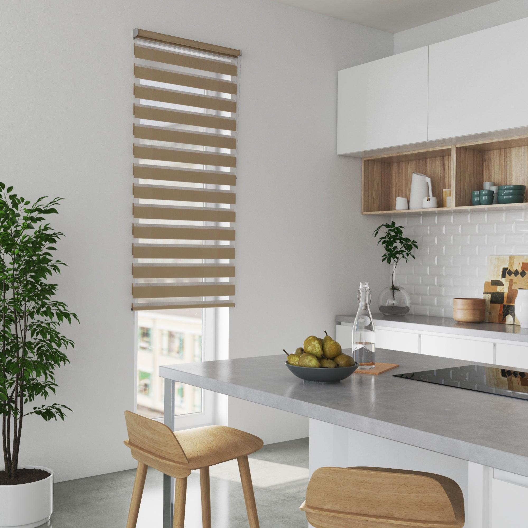 Store enrouleur jour/nuit Québec brun taupe, l.80 x H.250 cm, INSPIRE