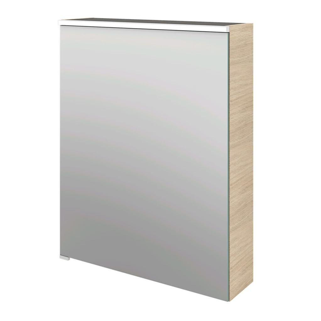 Armoire led 1p de toilette lumineuse l. 60 cm, effet chêne naturel Neo