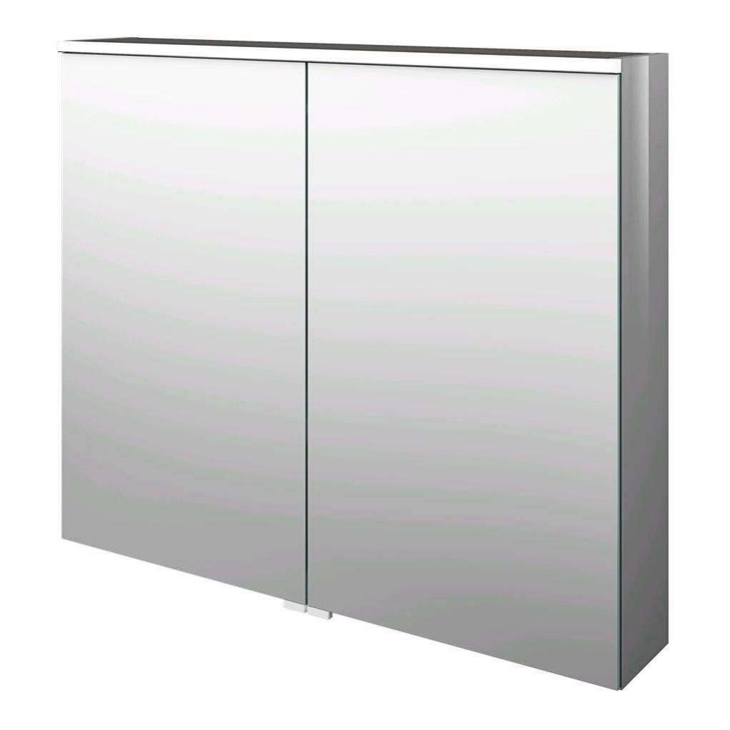 Armoire led 2p de toilette lumineuse l. 90 cm H. 75 cm P. 17 cm, gris