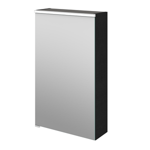 Armoire De Toilette Lumineuse Talos Oval Vento 45x80 Cm Noir - Miroir, 2 étagères En Verre, éclairage LED - Aluminium, Fond Miroir