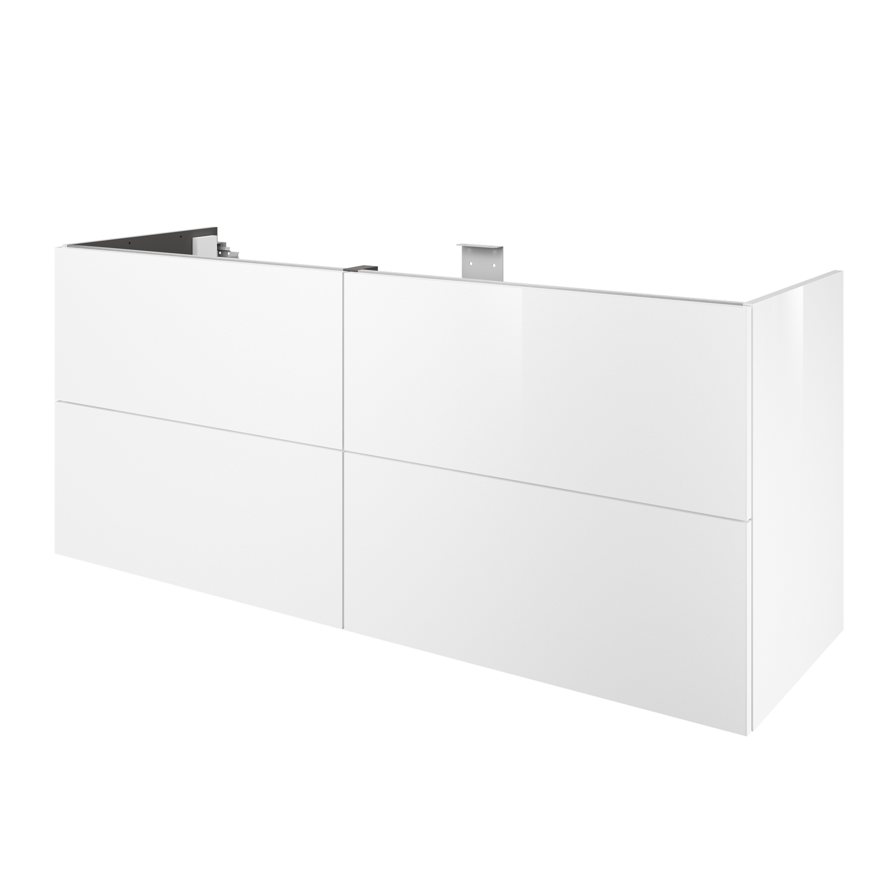 Meuble sous-vasque double vasque 4t l.150 x H.64 x P.48 cm blanc Neo line | Leroy Merlin
