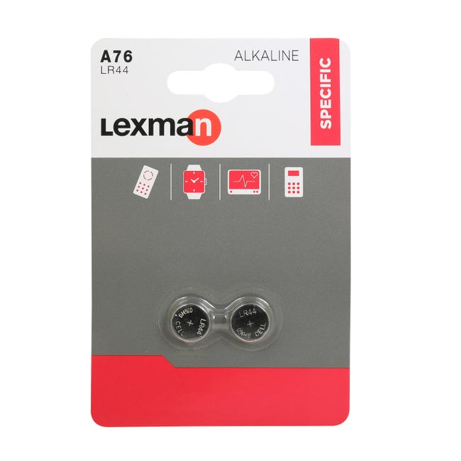 Pile bouton alcaline LR44, LEXMAN