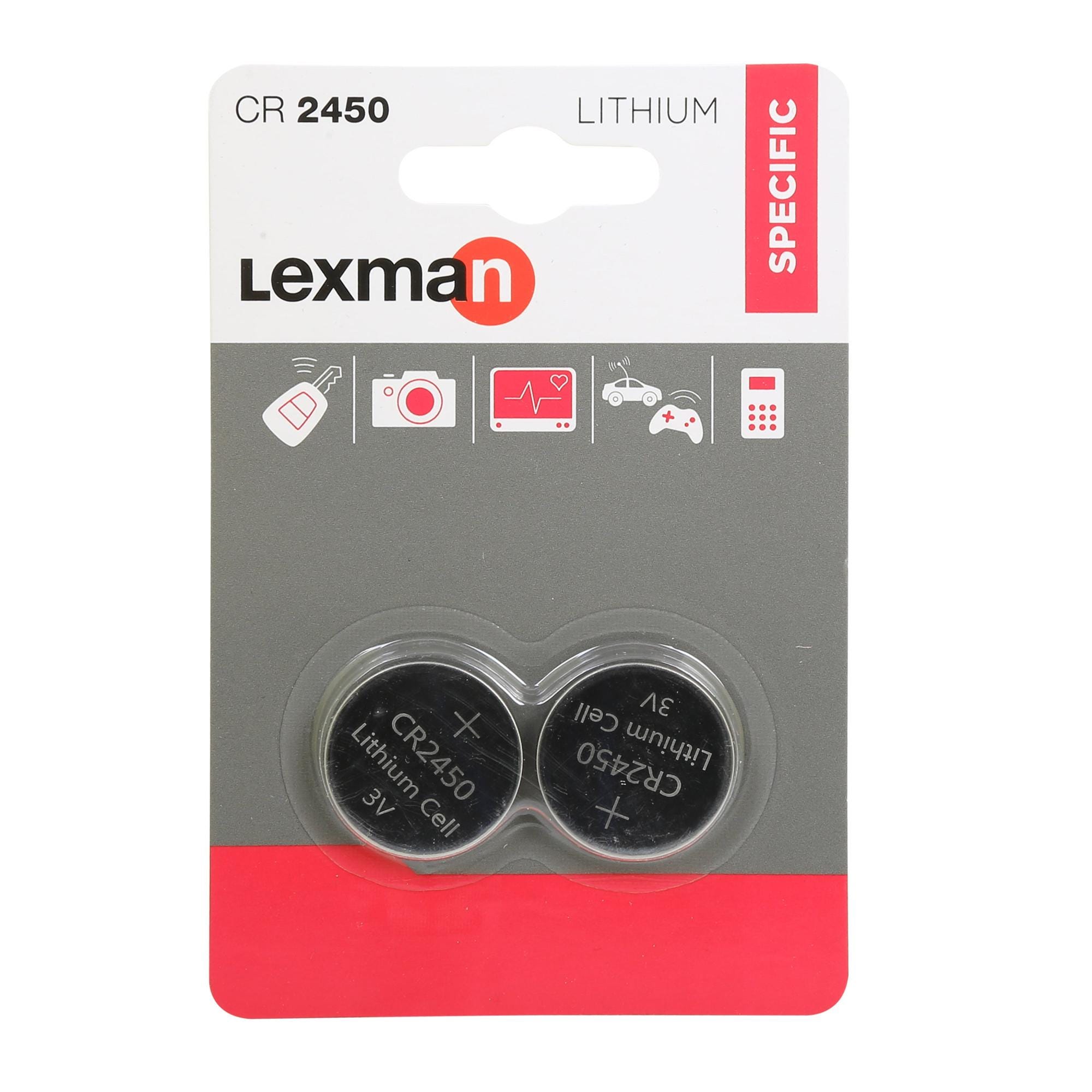 Lot de 2 piles bouton cr2450/dl2450, 3 V, LEXMAN