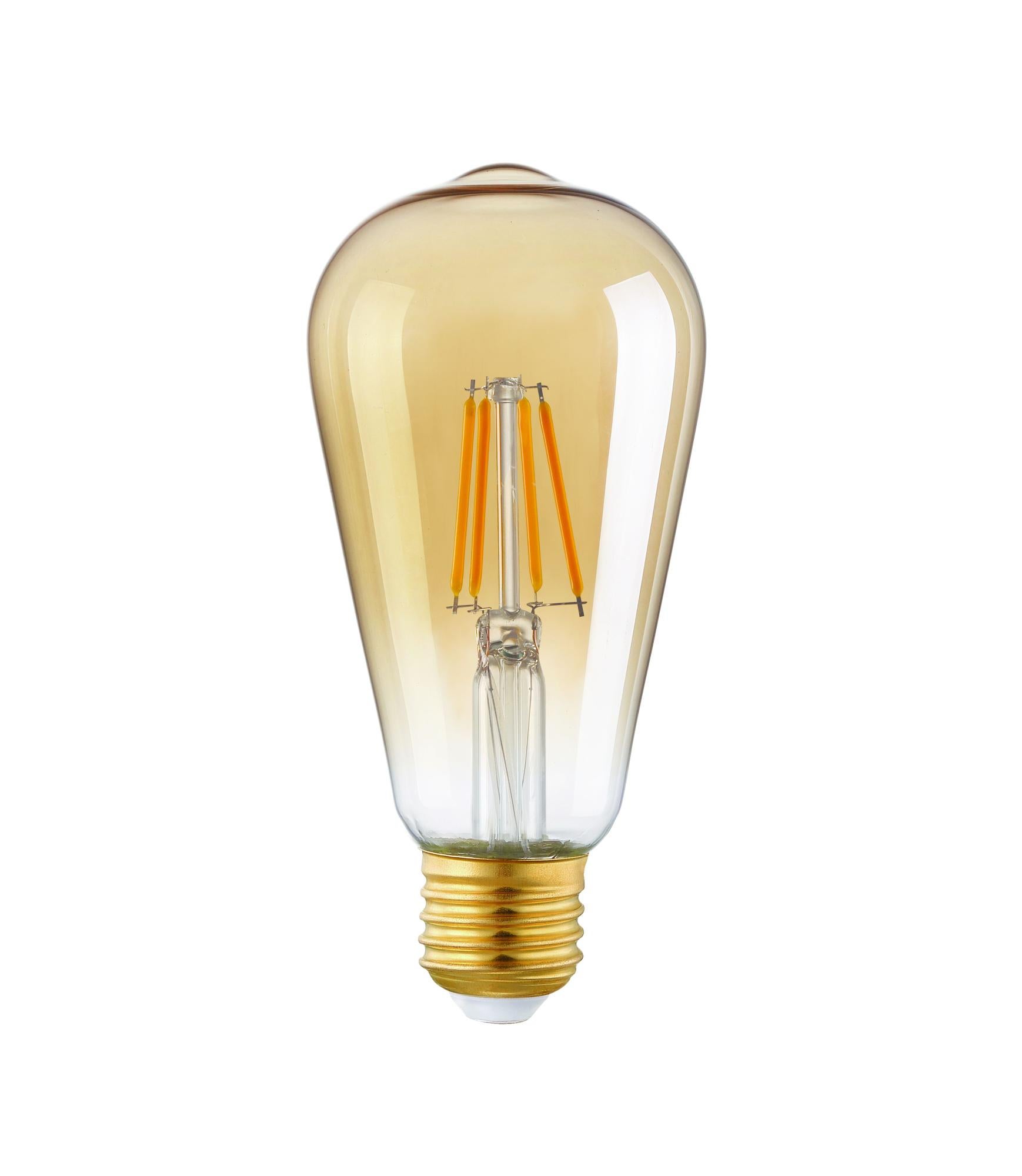 3 ampoules led à filament ambre edison E27 360 Lm = 33 W blanc très