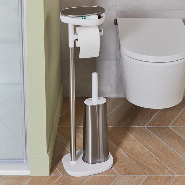 Serviteur WC Easy avec dérouleur à papier et porte-balai wc blanc mat -  Iperceramica