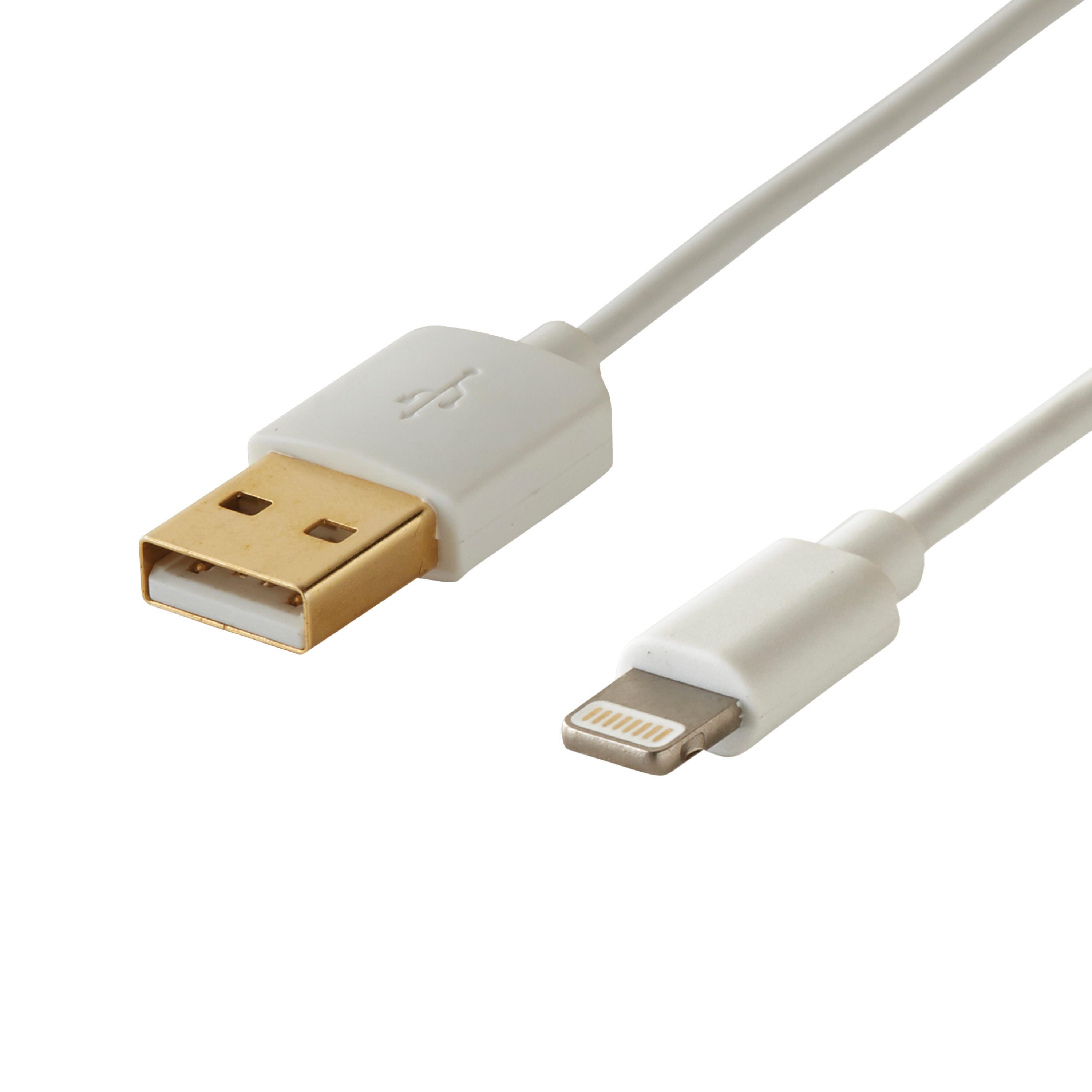 GEEK MONKEY - Chargeur secteur USB-A 2.1 + câble IPhone Lightning - 1 mètre  - Blanc