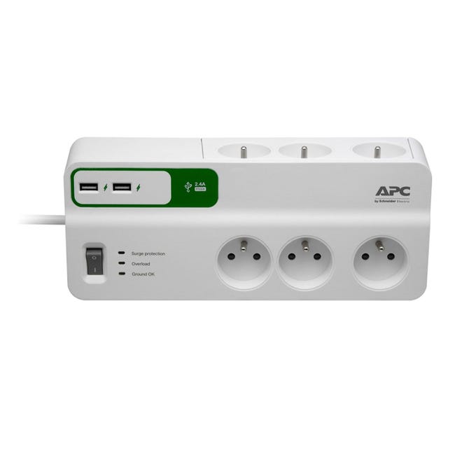Multiprise Parasurtenseur Parafoudre 9 Prises avac 6 Ports USB(5V-3.4A),  Tour Electrique avec Support de téléphone,câble rétra[45] - Cdiscount  Bricolage