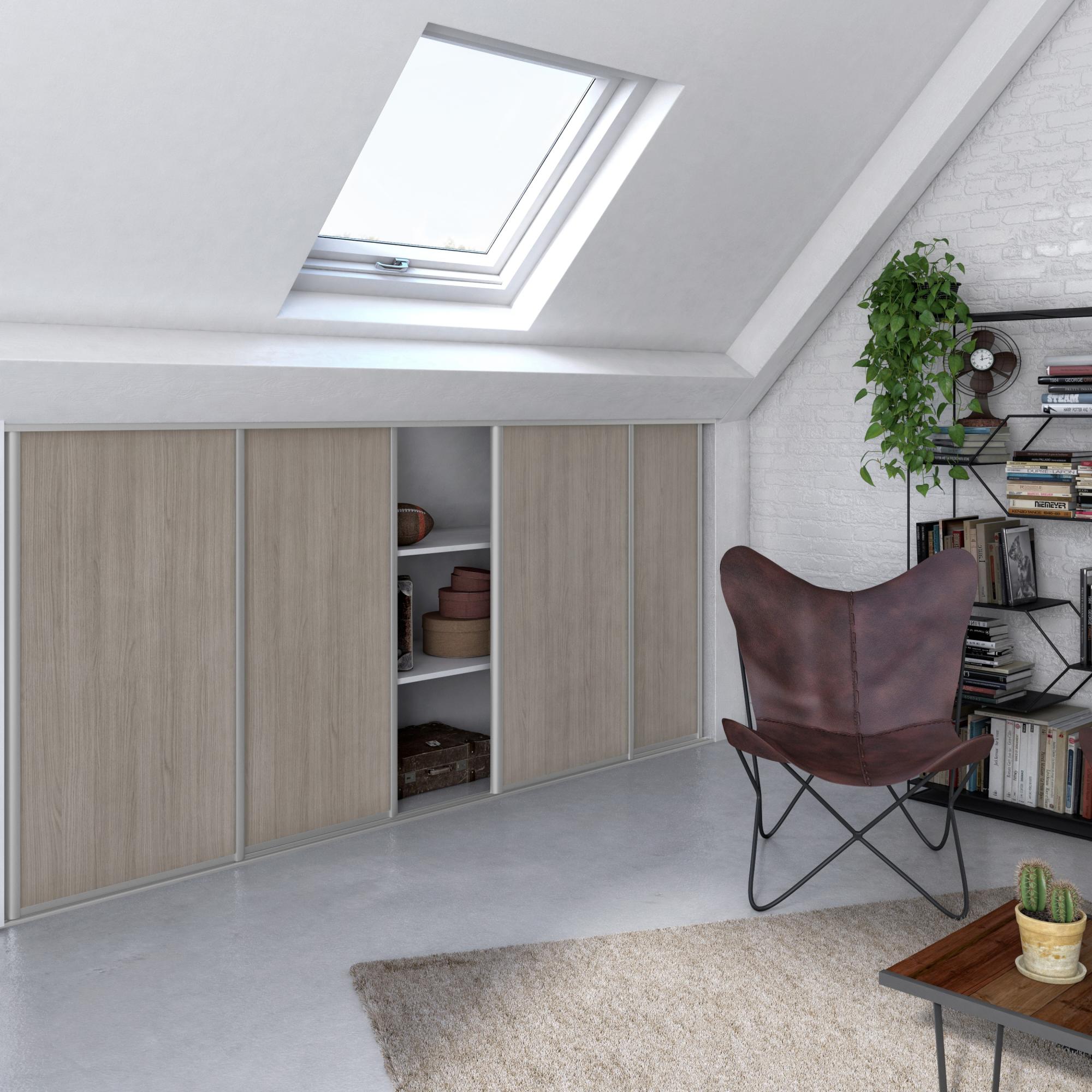 Porte de placard coulissante effet chêne gris l.67xH.120cm Leroy Merlin