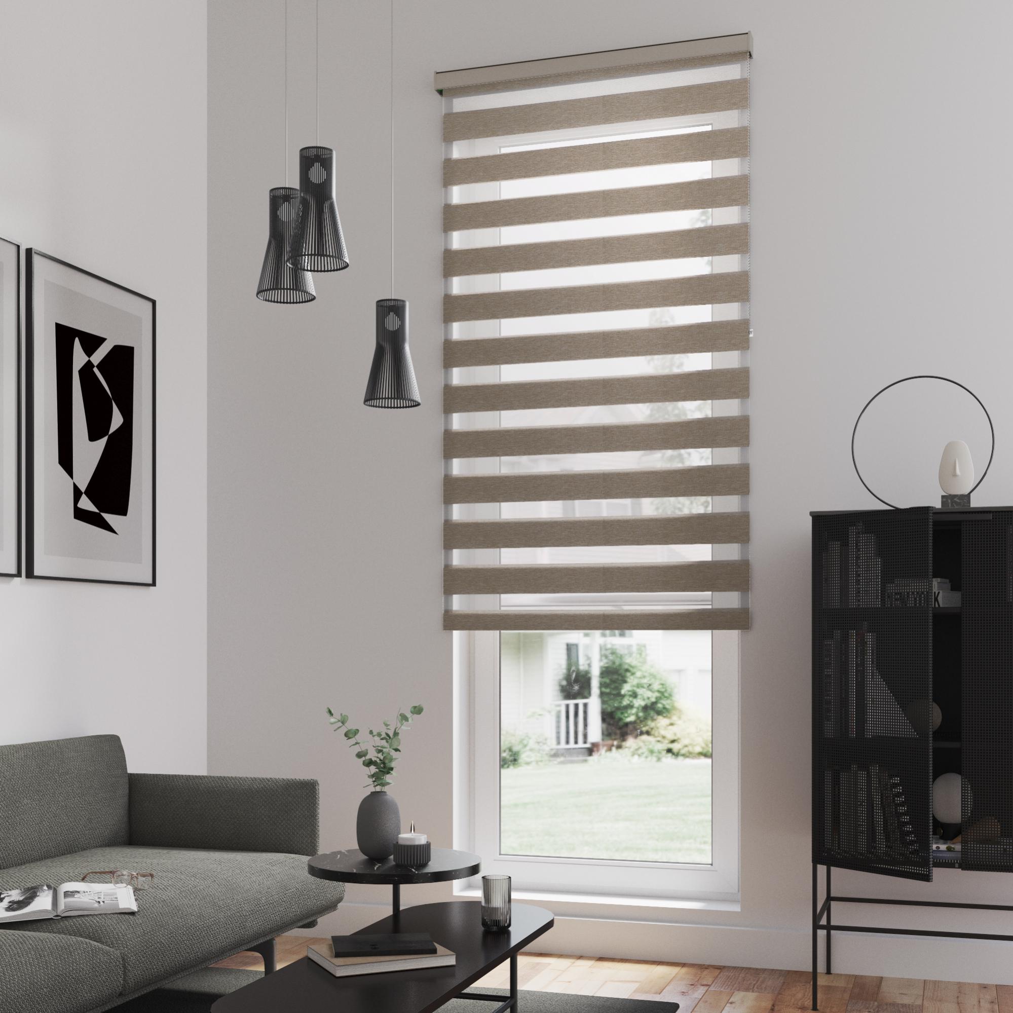 Store enrouleur jour / nuit Authentic avec coffre taupe, l.100 x H.250