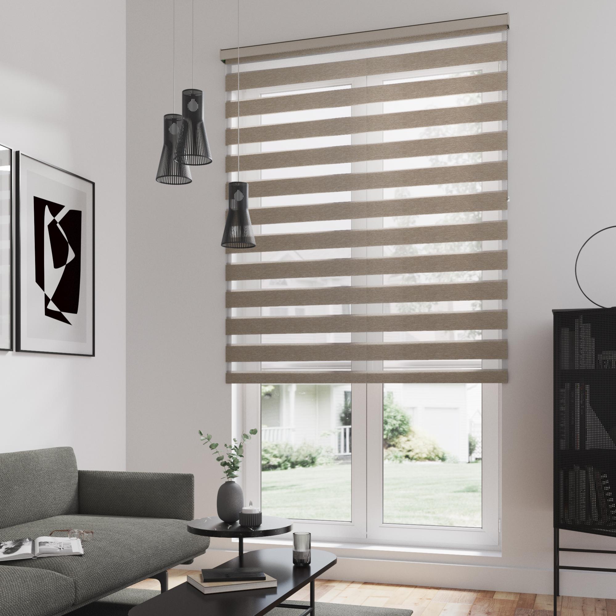 Store enrouleur jour / nuit Authentic avec coffre taupe, l.150 x H.250