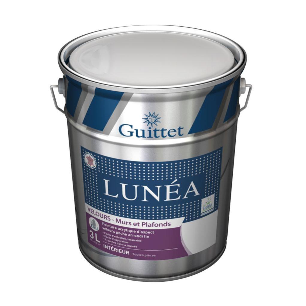 Peinture Mur / Plafond / Boiserie GUITTET Lunea Blanc Velours 3L ...