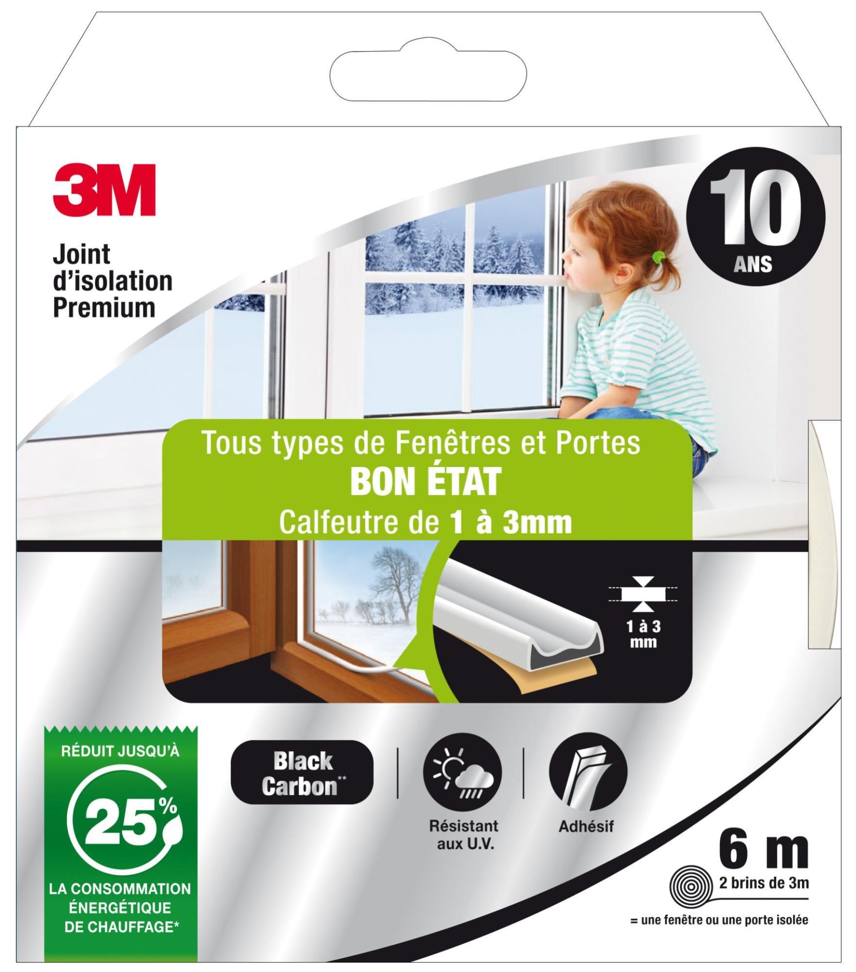 Joint de porte et fenêtre Bon etat premium 3M 1 à 3 mm, L.6 m