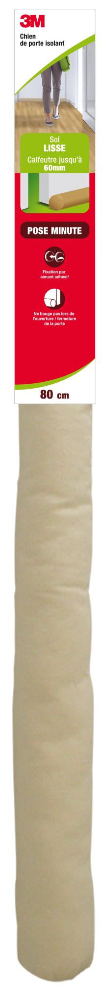 Bas de porte à coller textile (bourrelet) Sol lisse classique 3M, L.80 cm  beige