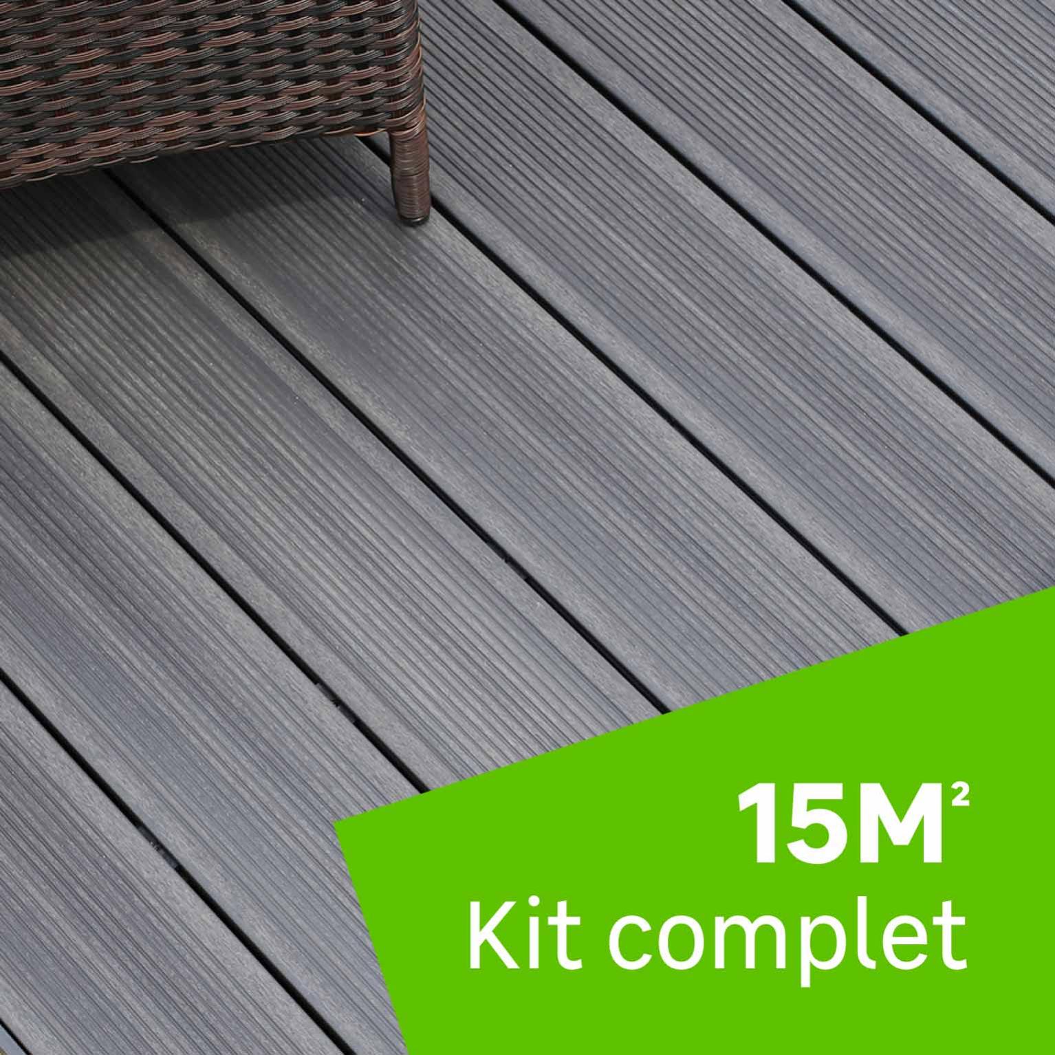 Kit terrasse 15 m², Luxia, gris Leroy Merlin
