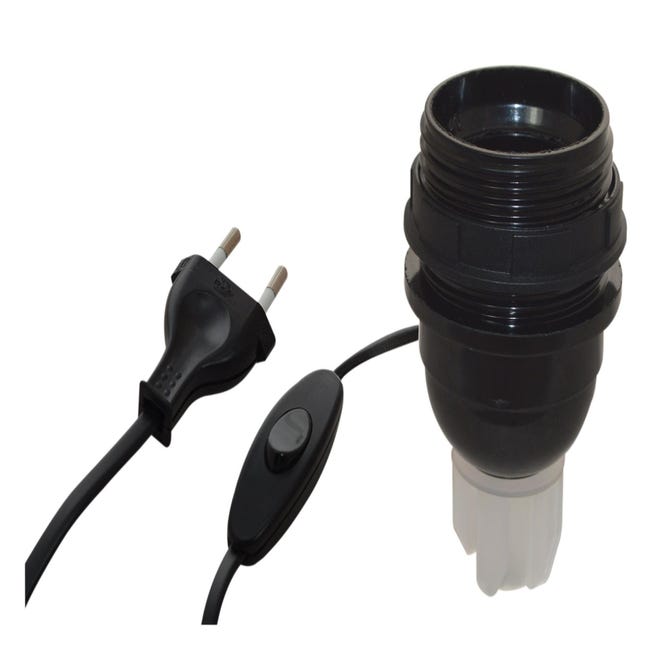 Kit adaptateur bouteille équipé E27 noir E27 TIBELEC, plastique/pvc, noir  60 W