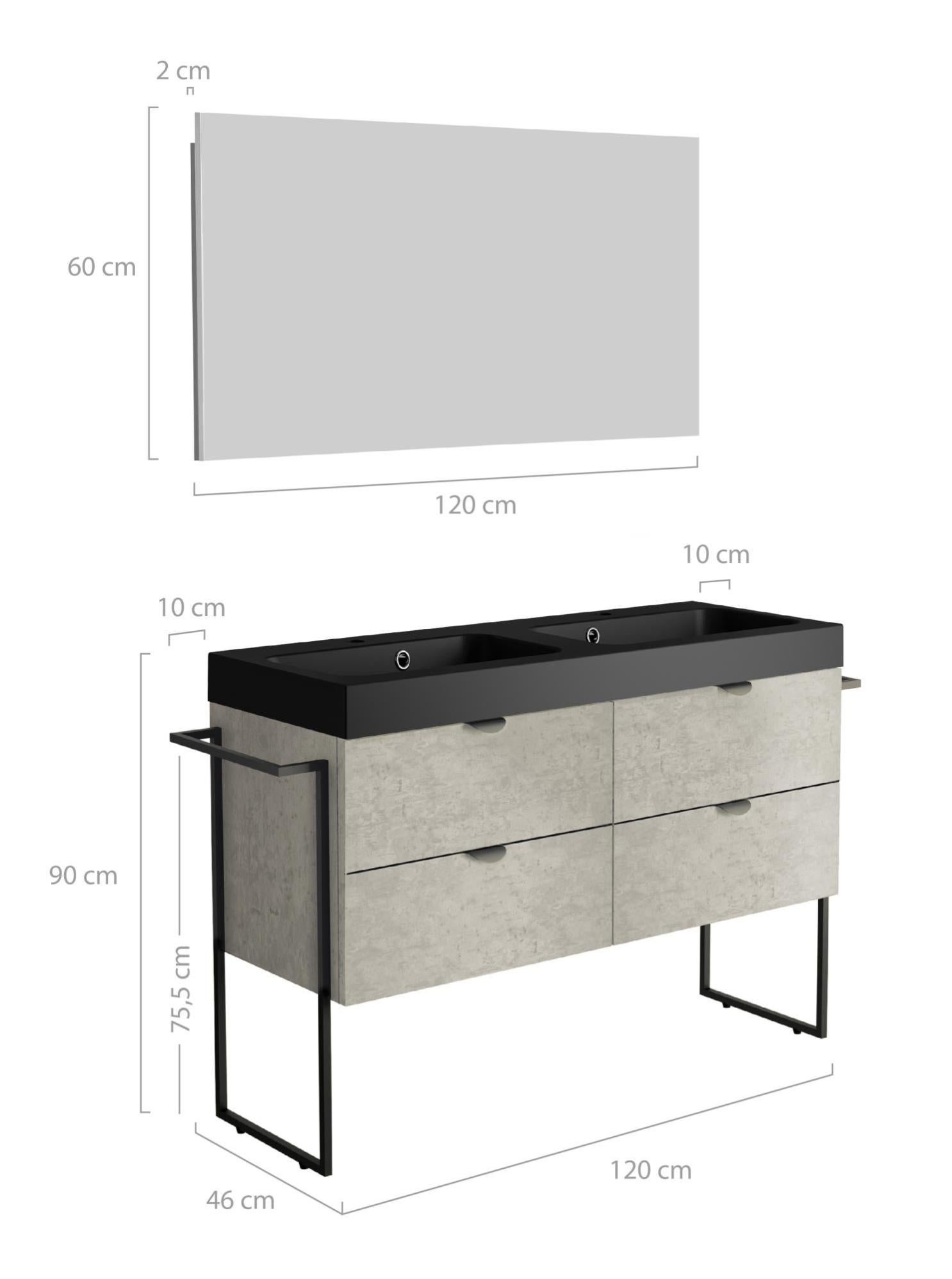 Ensemble De Meuble Vasque Et Miroir L X H X P Cm Beton Faktory Leroy Merlin