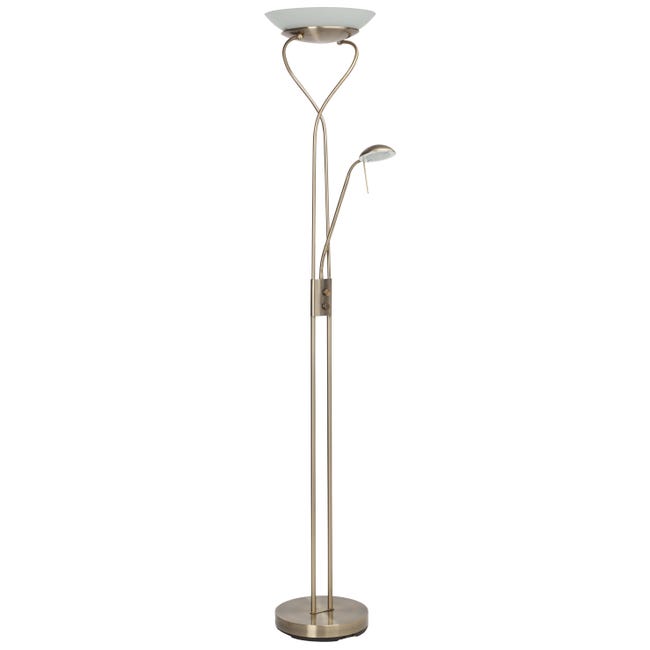 Lampadaire avec liseuse LED, Ollie laiton, H.180 cm, 18 W 2500 lm