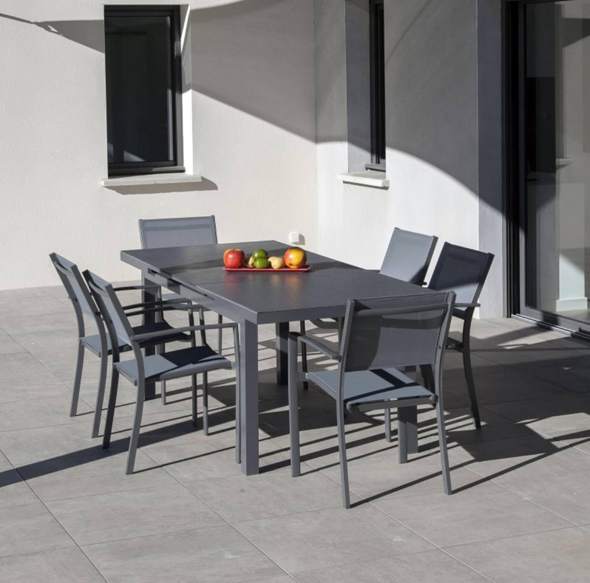 Table de jardin Terria pivoine grise effet ton pierre 4/6 personnes