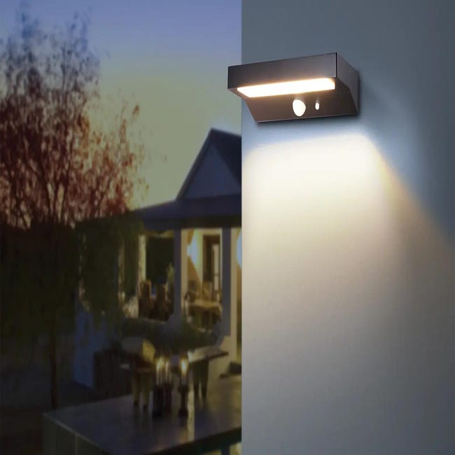 Applique murale extérieure avec détecteur de mouvement, Éclairage extérieur  LED 1000 lumens, d'éclairage sans fil alimenté par batterie Pivotement  et inclinaison à 360 degrés (ruipei)