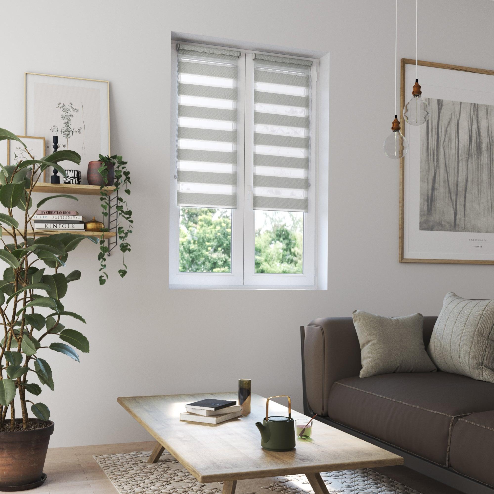 Store enrouleur jour/nuit Dual gris clair, l.45 x H.160 cm, TRENDIY