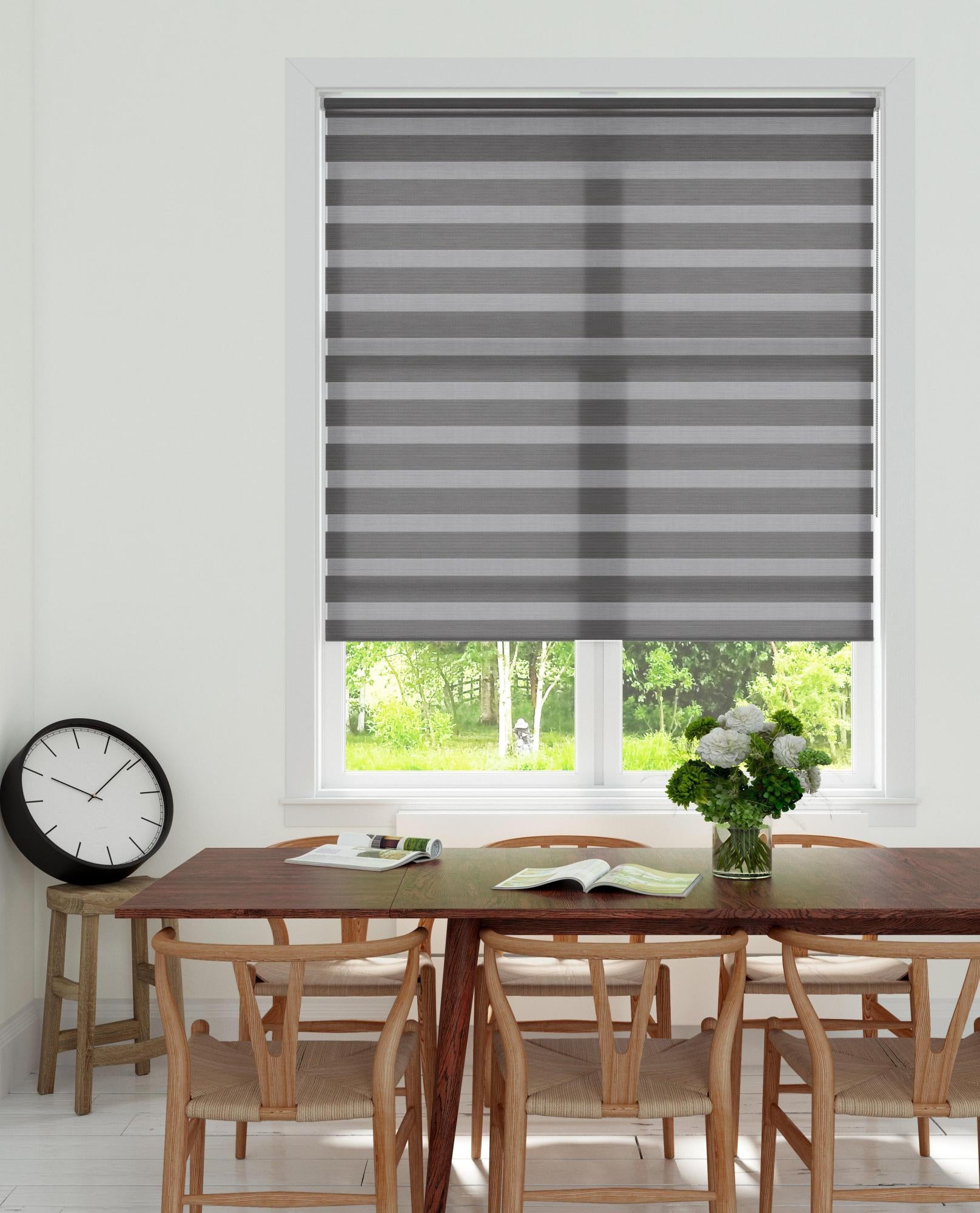 Store enrouleur jour/nuit Dual gris anthracite, l.90 x H.190 cm