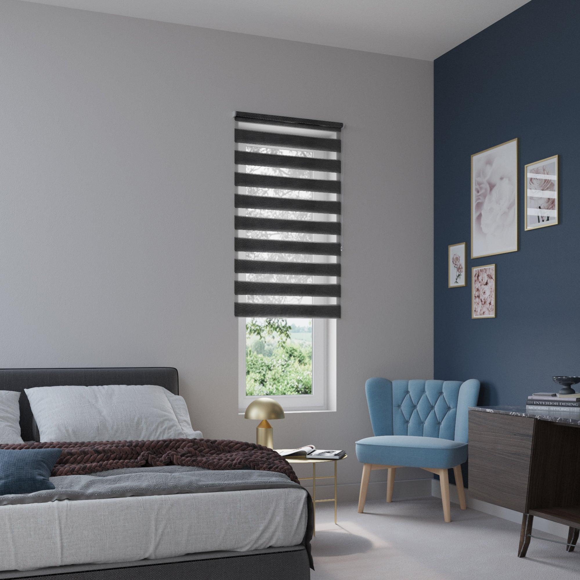 Store enrouleur jour/nuit Lurex noir, l.80 x H.190 cm, TRENDIY Leroy