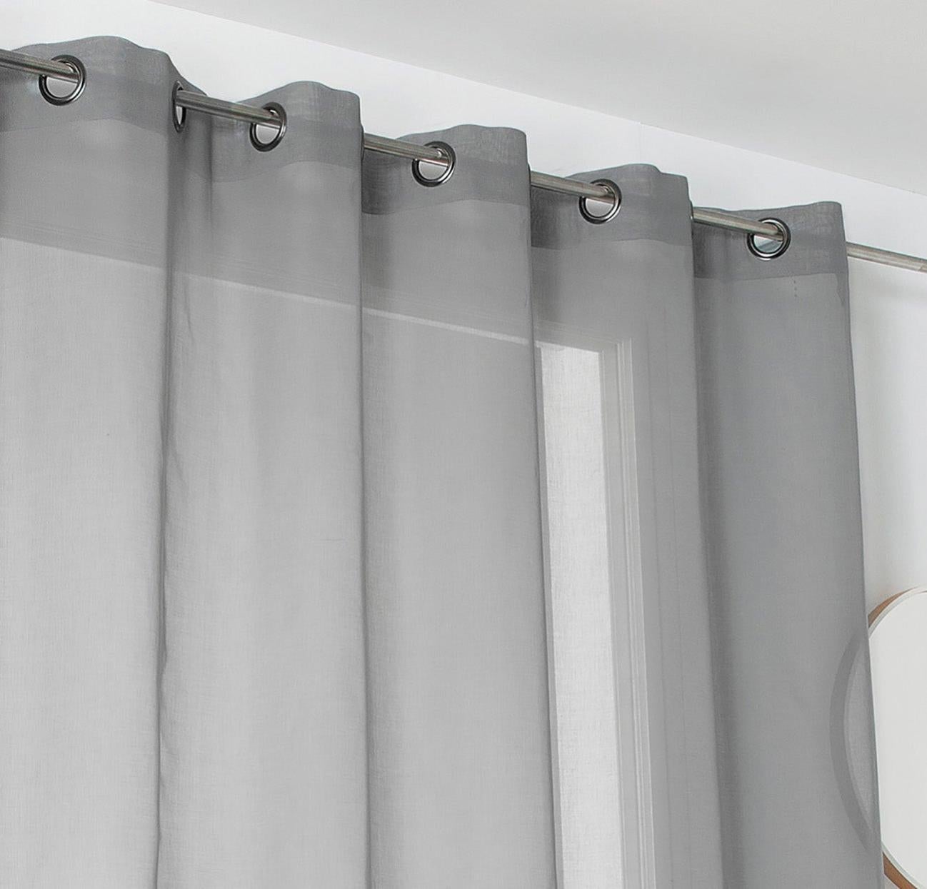 Voilage tamisant, Voile de coton, coton gris l.300 x H.240 cm Leroy Merlin