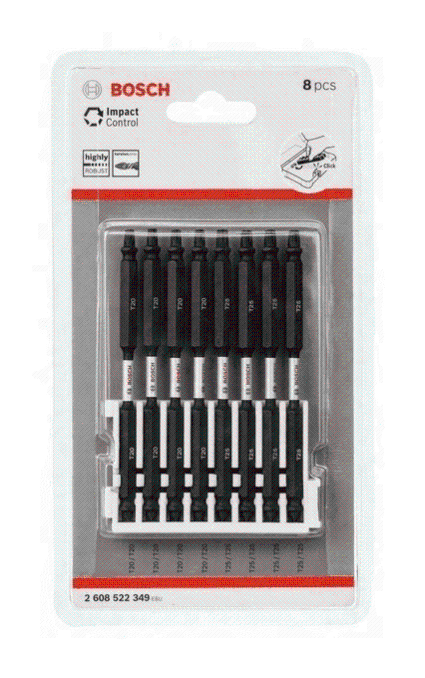 Embouts Vissage Bosch Impact Control - Lot De 8 - Pour Visseuse Percussion - Système Pick And Click