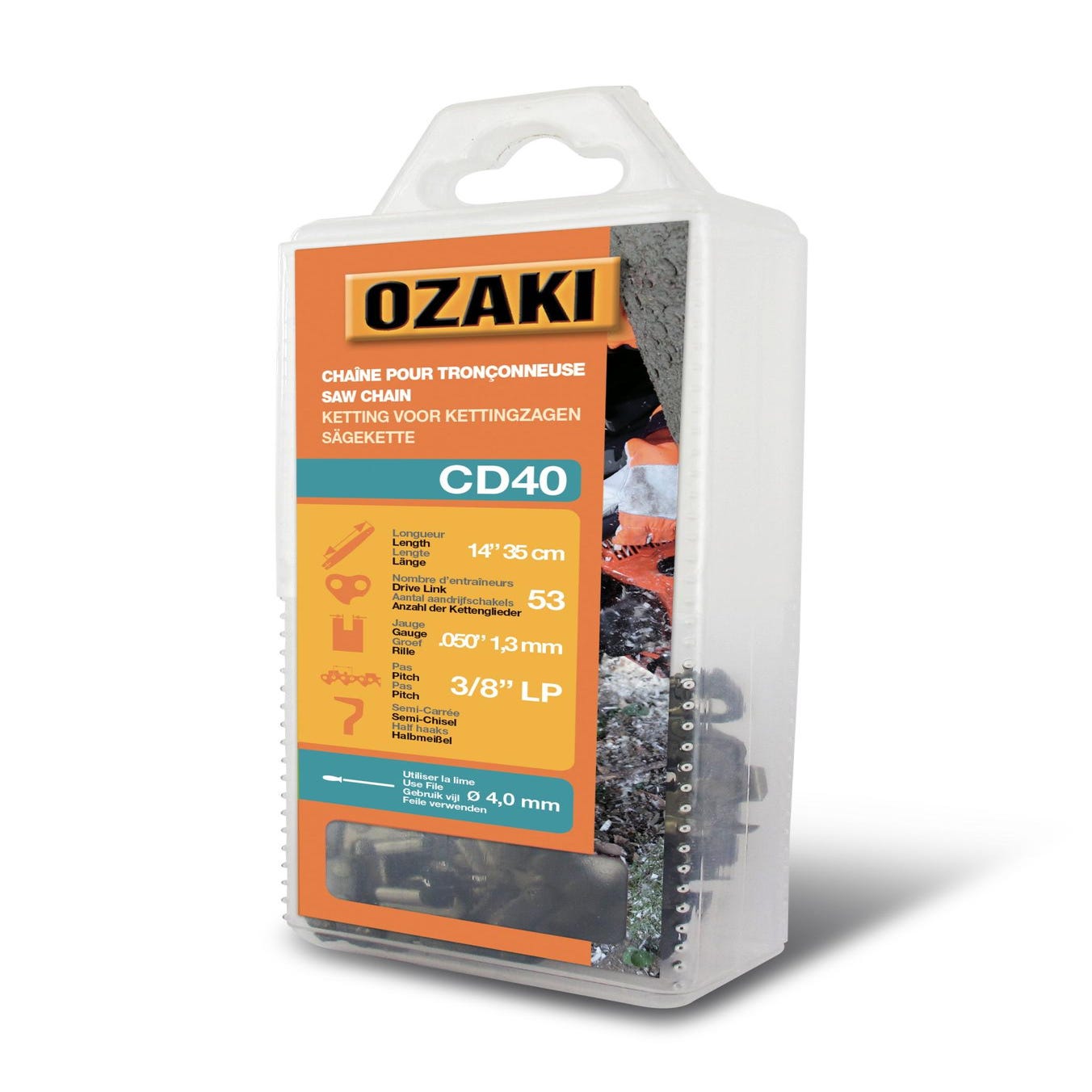 Chaine OZAKI ZK325SC50-E64 coupe de 40 cm, 64 maillons, pas 0.325