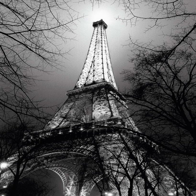 Affiche Fenêtre sur Paris, noir & blanc l.50 x H.70 cm