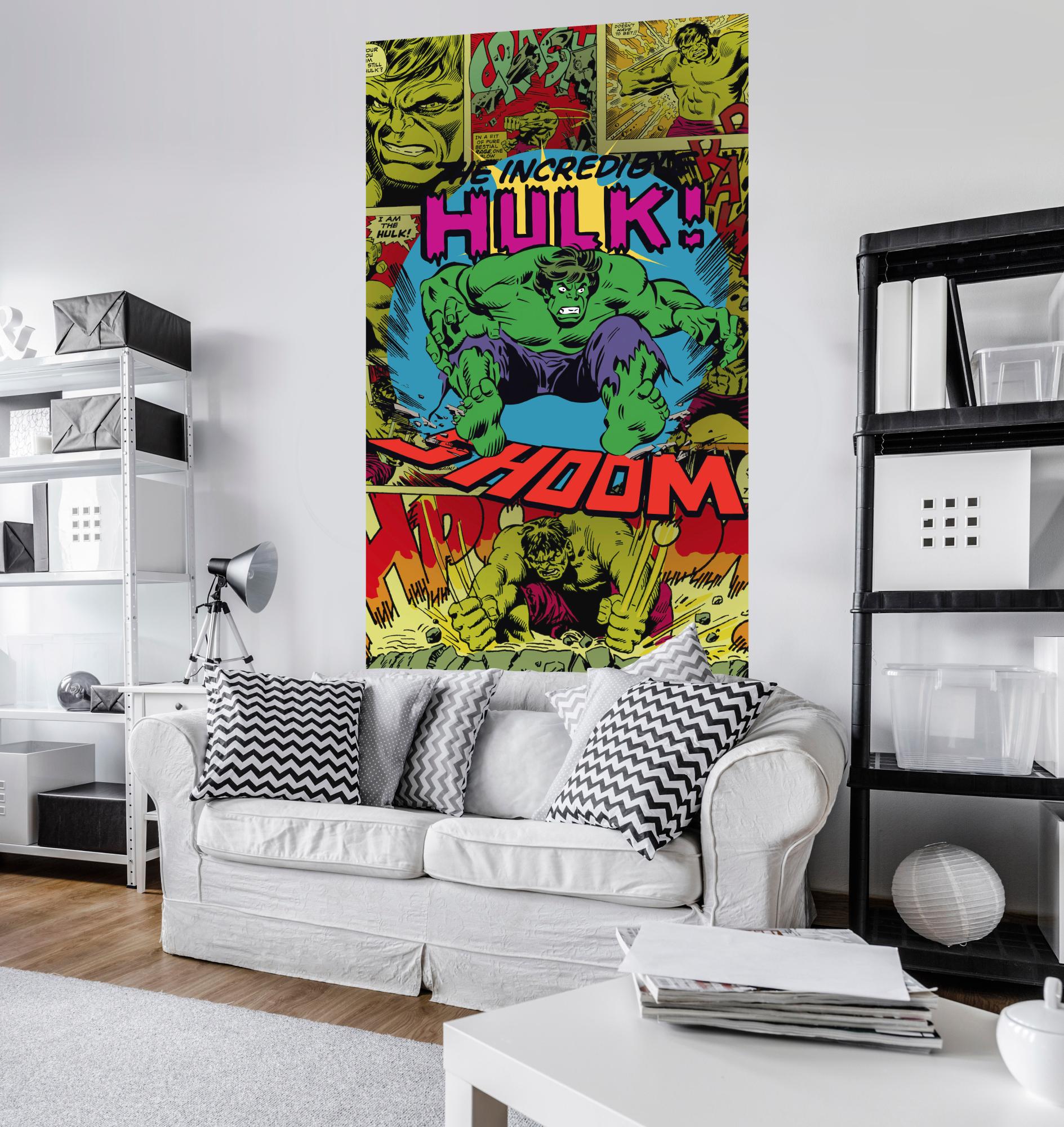 Déco Murale Marvel – Marteau Mjölnir Et Bouclier 70x50 Cm Komar, Pour Fans