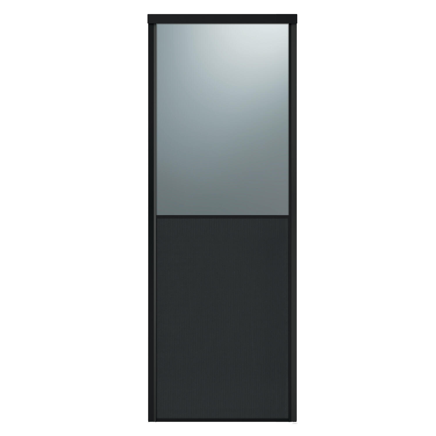 Façade de placard coulissante 2 portes effet cuir carbone, miroir