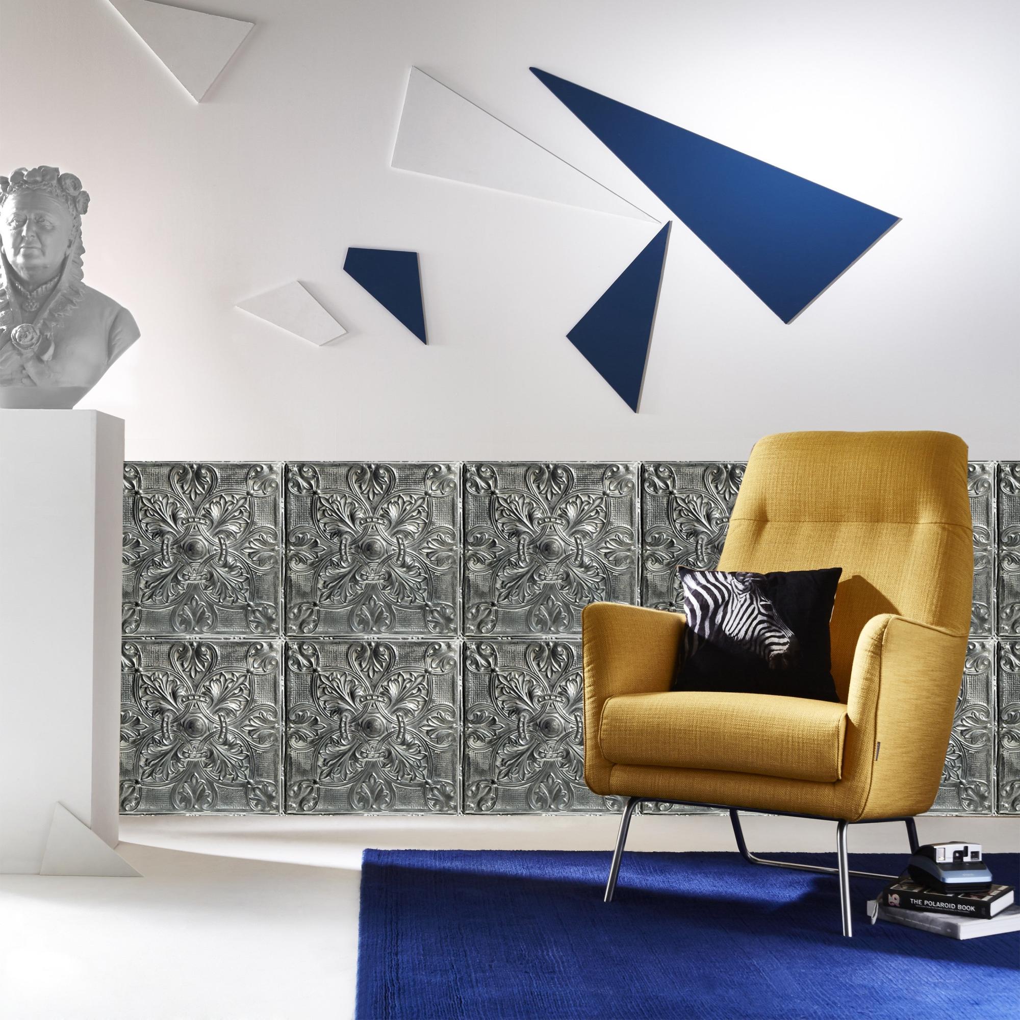 Papier peint vinyle Plaques victoriennes ADELE grands carrés zinc