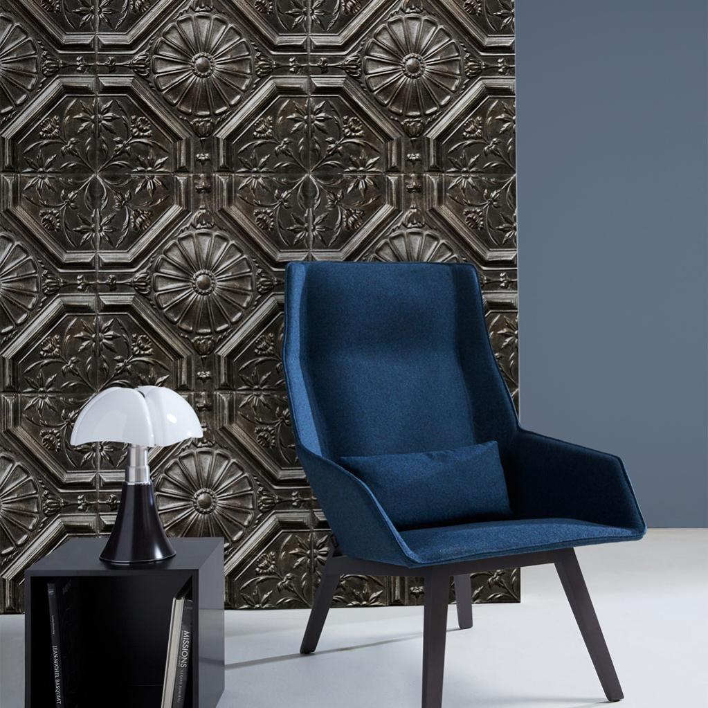 Papier peint vinyle Plaques victoriennes OCTOGONE zinc Leroy Merlin