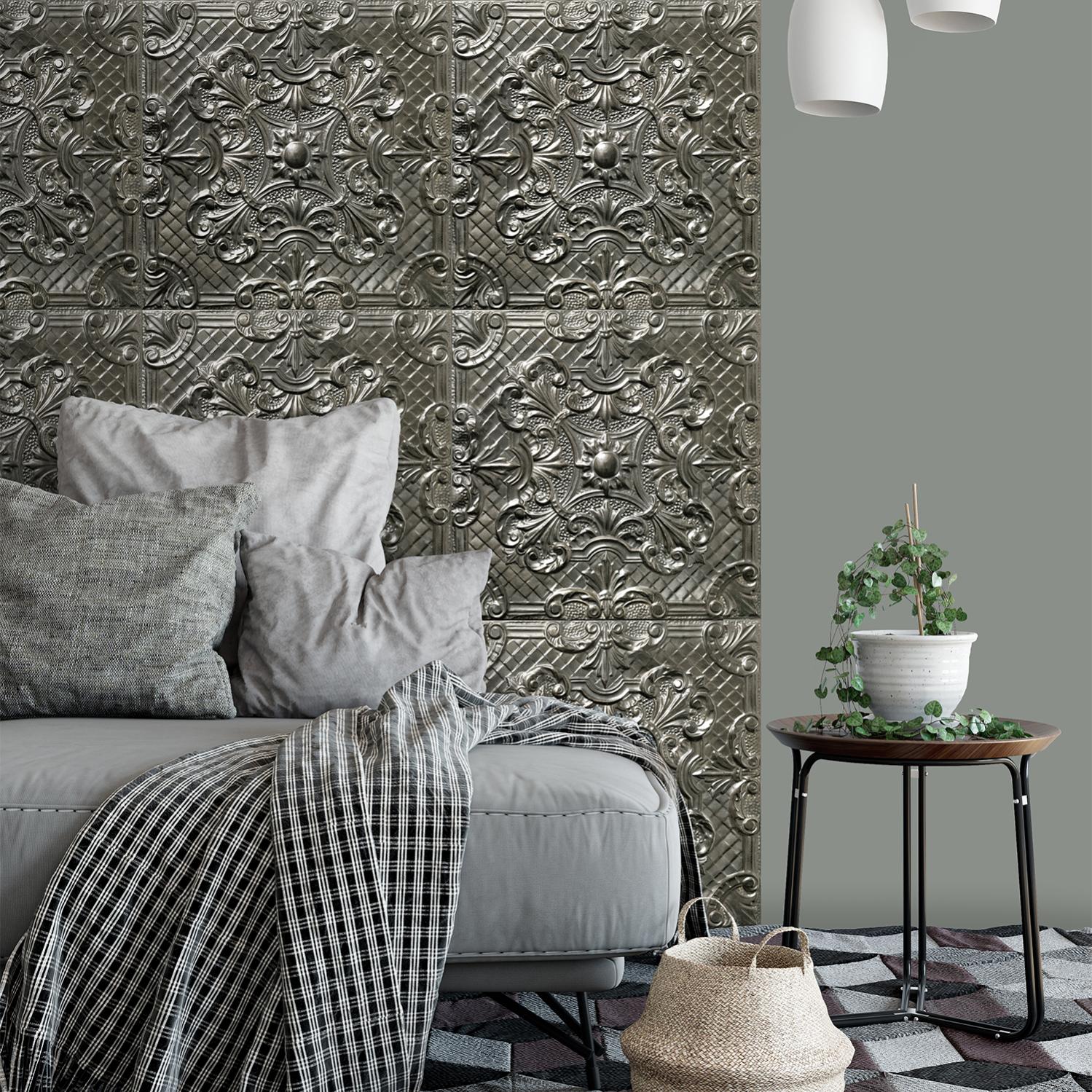 Papier peint vinyle Plaques victoriennes PHILIPPE zinc Leroy Merlin