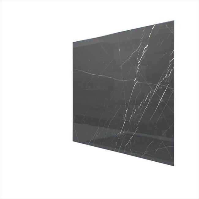Fond de hotte verre trempé Effet marbre noir brillant H.70 cm x Ep.5 mm x  L.90 c