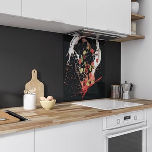 Credence Chevaux - Air - Mer Fond de hotte 90x60 cm Credence aluminium  Plaque inox de cuisine