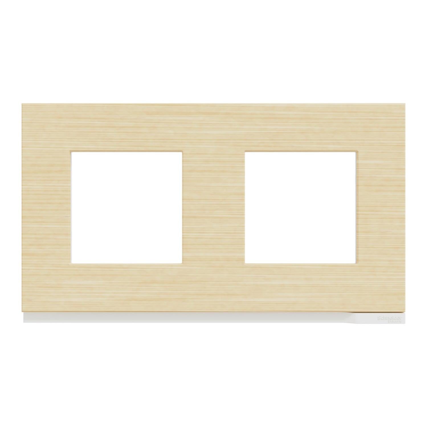 plaque-double-unica-pure-schneider-electric-bois-nordique-liser
